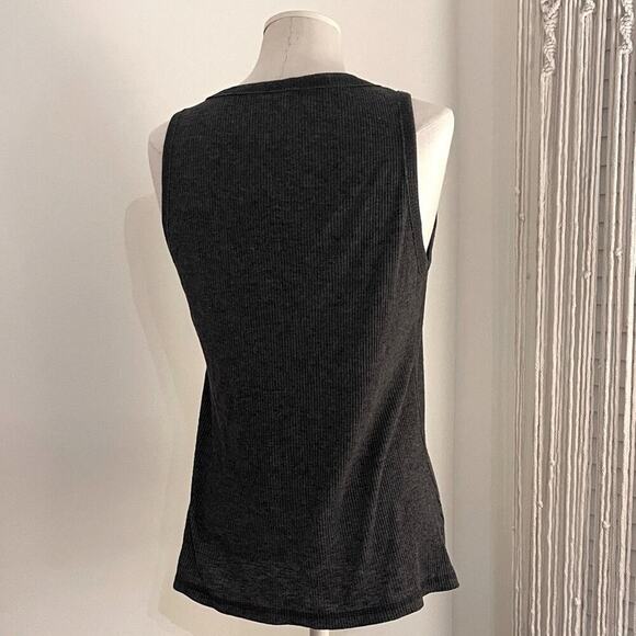 *Like New* Soft Gray Ribbed Tank Top with Wooden Buttons - Picture 3 of 7